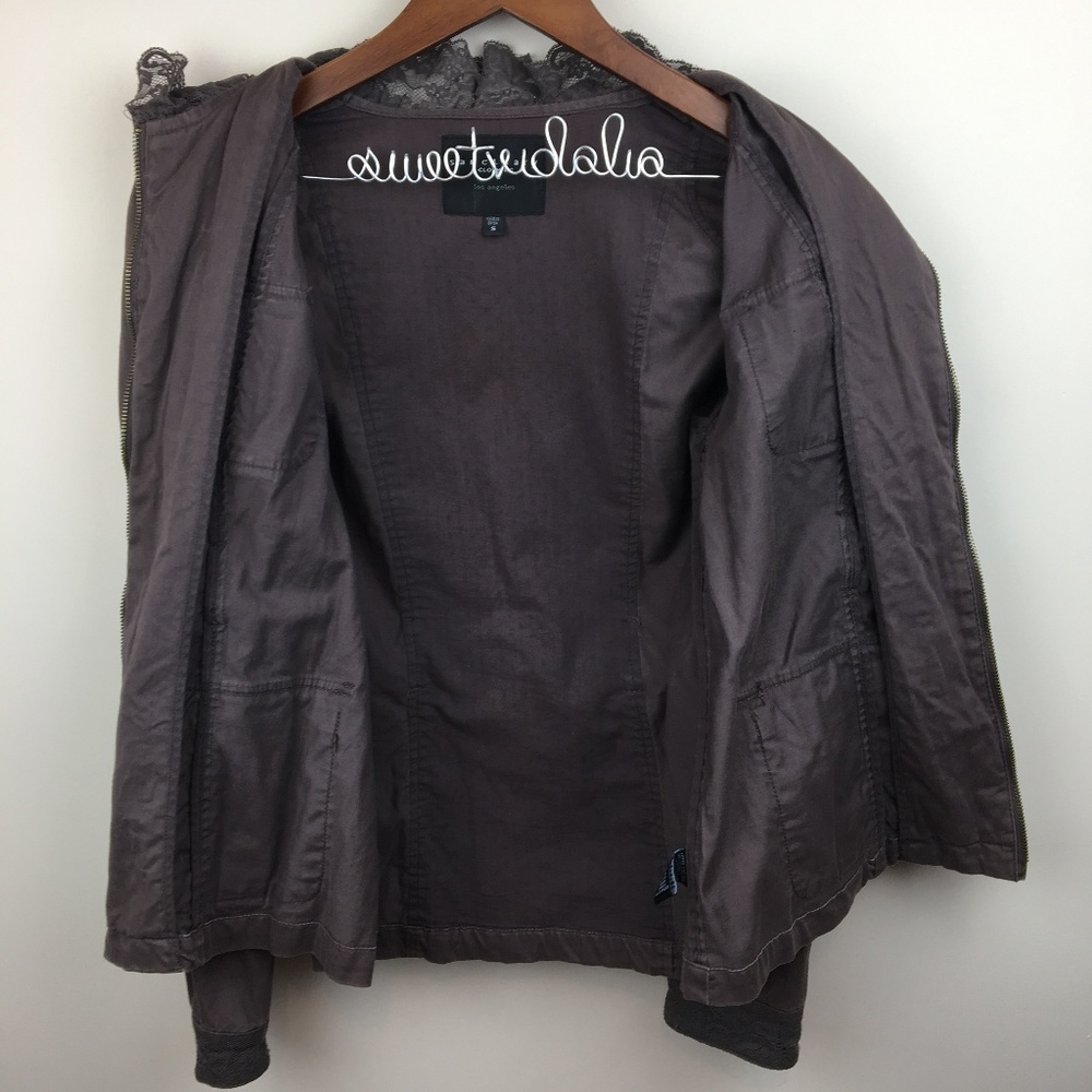 💟 SANCTUARY zip up military jacket lace collar - Picture 7 of 8